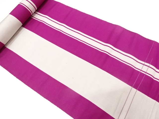 JAPANESE KIMONO / ANTIQUE BOLT FOR HASSUN OBI / SILK / CHIKUZEN HAKATA / WOVEN STRIPE